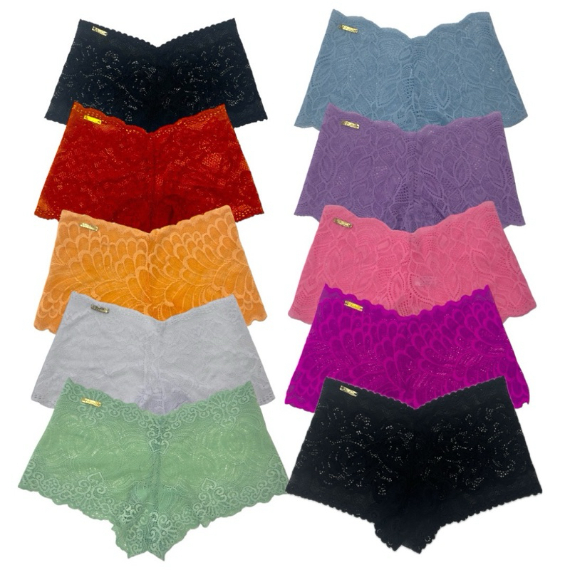 Kit 10 Calcinhas Caleson em Renda Shortinho Lingerie Conjunto Caleçon Calesson