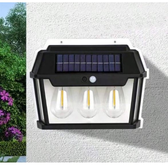 Luminária Solar Externa Potente 38w Arandela Energia Solar, Lâmpada Vintage com Sensor e Acendimento Automático, Decoração e Iluminação de Ambientes
