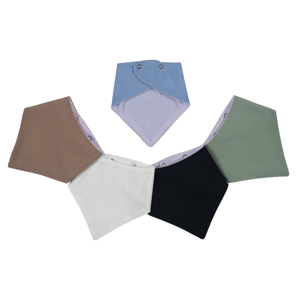 Kit 05 Babador Bandana Atoalhado Dupla Face Cores Sortidas Menino