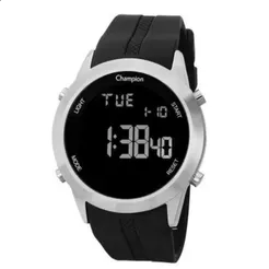 Relógio Champion Masculino Digital Prata Silicone Original À Prova D'Água Presente CH40259T
