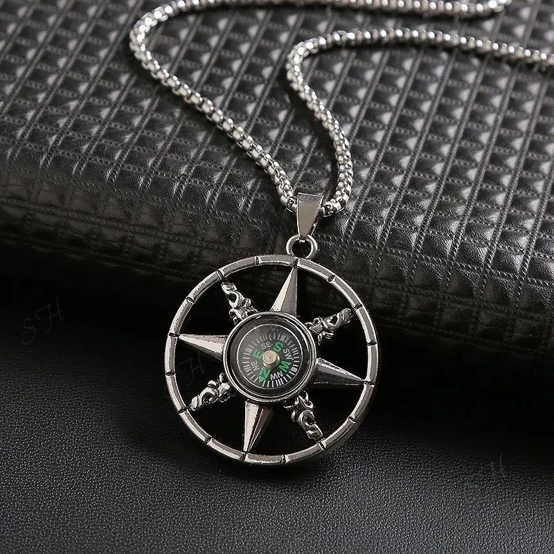 Colar de aço inox - Corrente Moda Aço Inoxidável - Cordão Masculino -  Bússola l