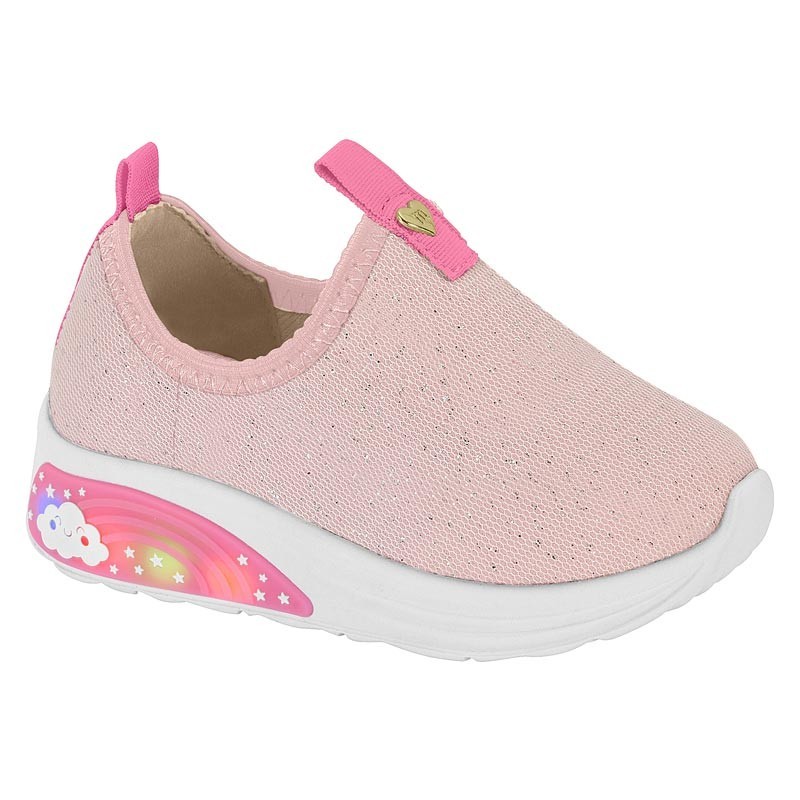 Tênis Infantil Molekinha Slip On de Tecido Shine Comfy Com Led e Glitter Confortável Original