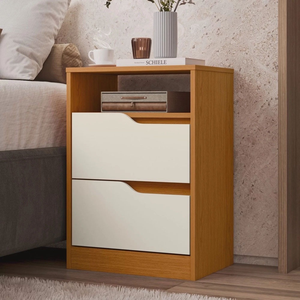 Mesa de Cabeceira 2 Gavetas sem Pés Sole - Albatroz em Oferta na Shopee