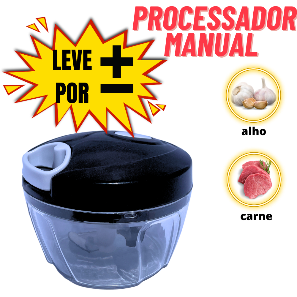 Mini Processador Manual Moedor Carne Vegetais Alho Fruta Amendoim 500ml