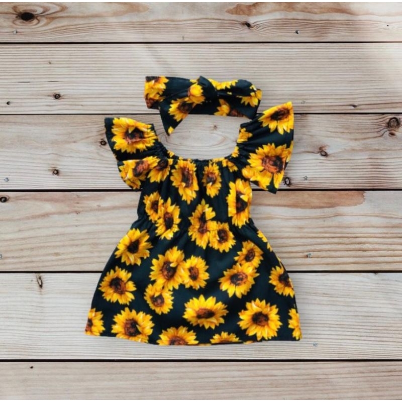 vestido infantil bebe menina vestidinho girassol pronta entrega algodão roupa mesversário