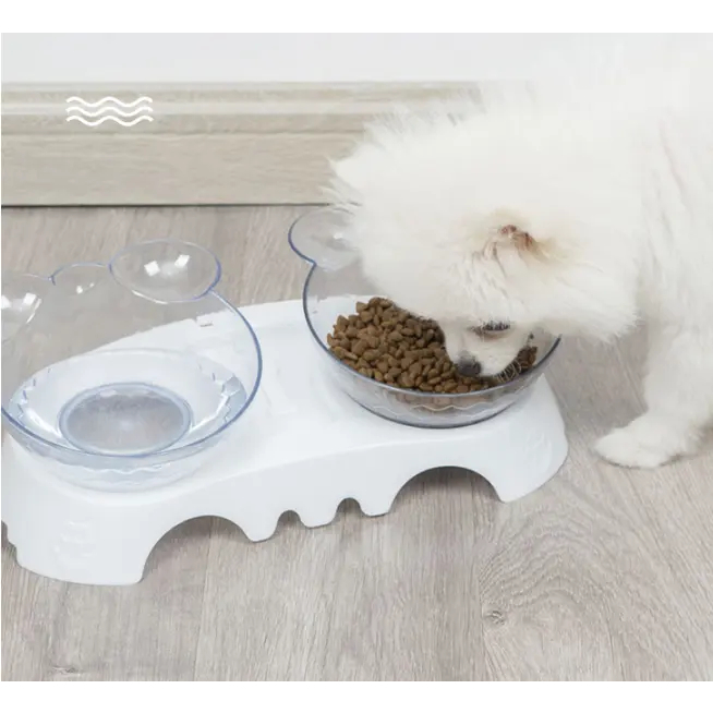 Comedouro Tigela Transparente Bebedouro Elevado Duplo 500ml para Cães Gatos em Oferta na Shopee