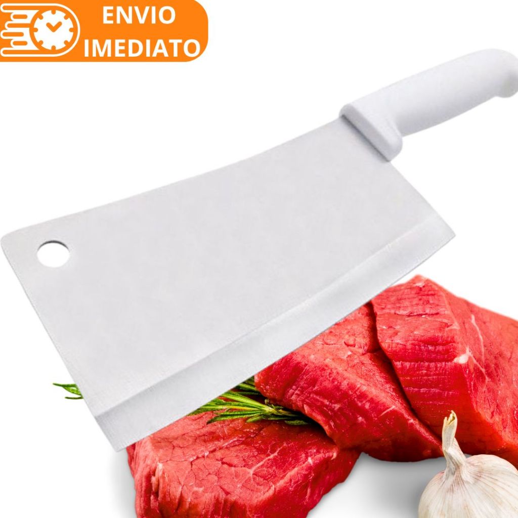 Cutelo Machadinha Açougueiro Faca Profissional de 100 % Aço Inox Numero 6 29cm para Casa Restaurante Açougue