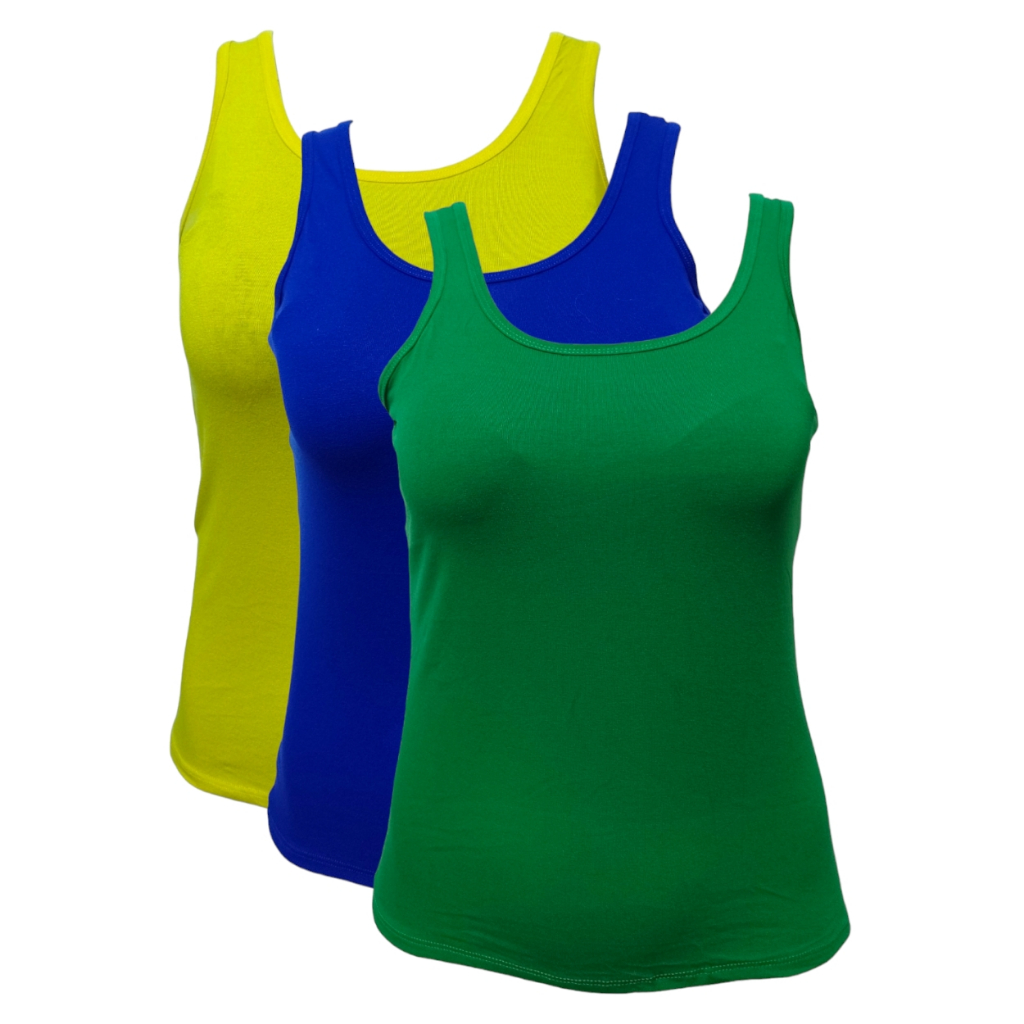Kit 3 Blusas Regata Alça Larga Confortável Academia Blusinha Casual Feminina Treino Trabalho