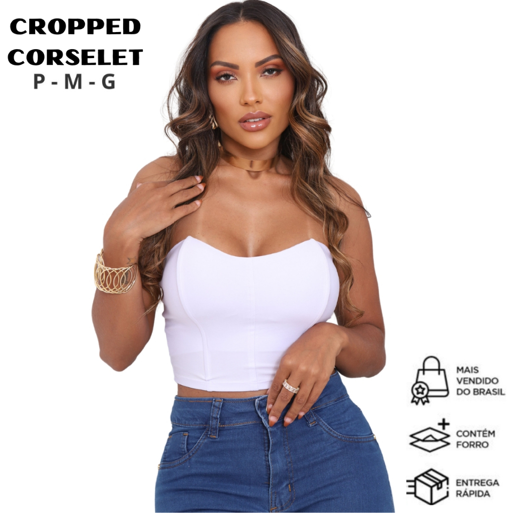 Cropped Corselet Tomara Que Caia Com Bojo Morcego em Oferta na Shopee