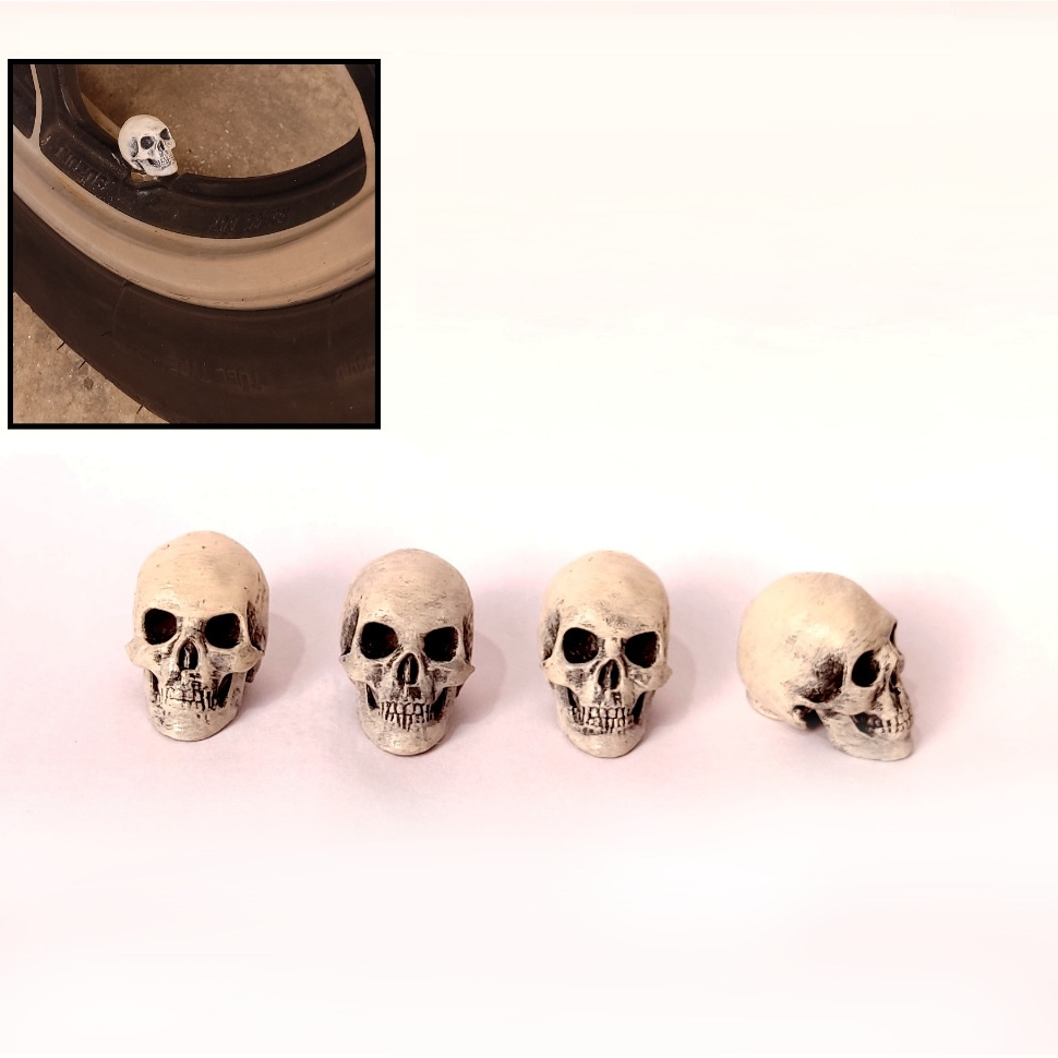 Tampinha para válvula de pneu em forma de cranio realista