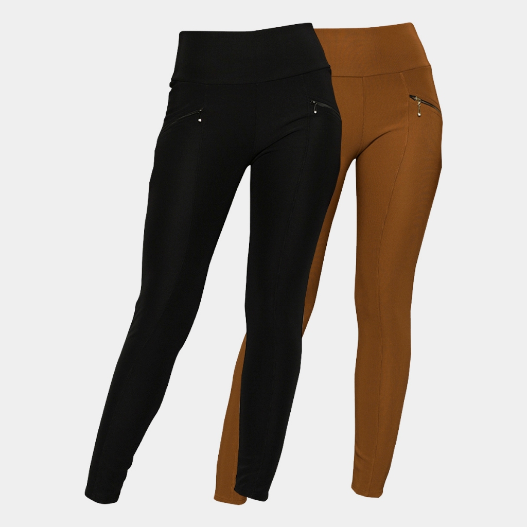 Kit 2 Calça Legging Feminina Gorgurão Montaria Leg Cintura Alta Com Bolso