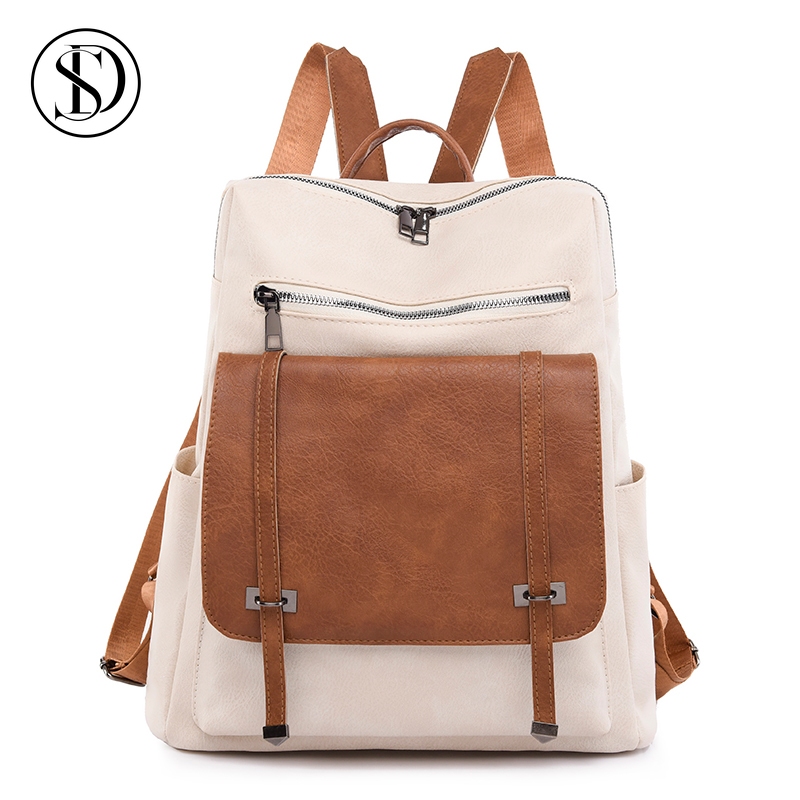 Mochilas Femininas Escolar Bolsa De Viagem Faculdade Cor Preto/Branco 1382