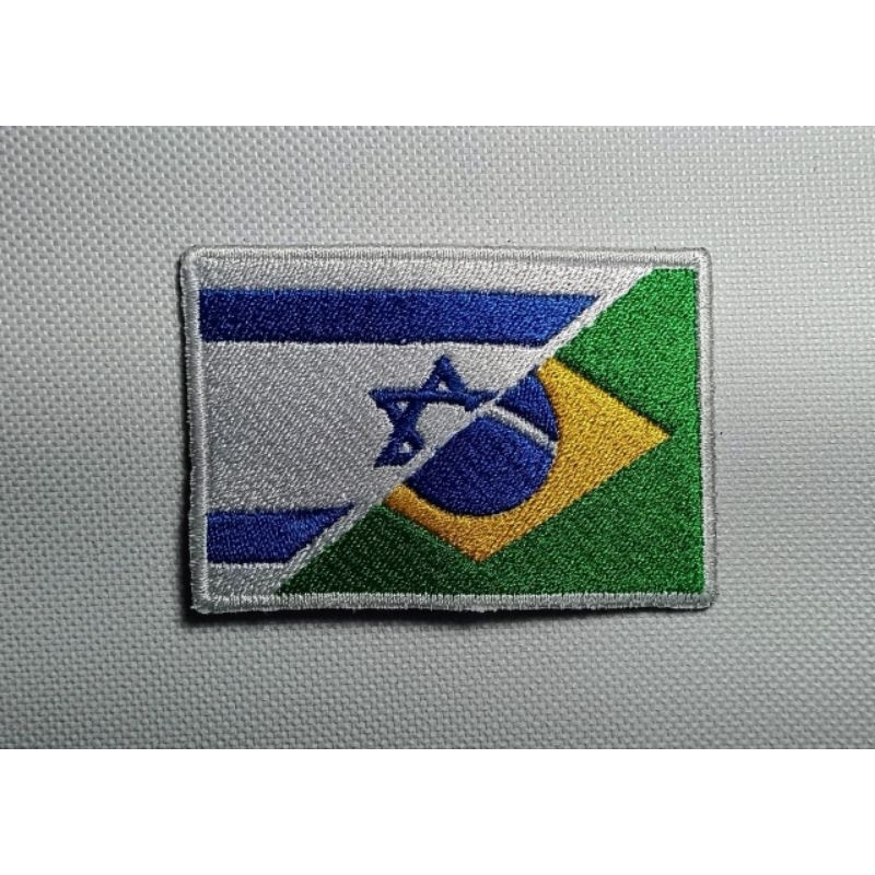 Bordado Patch Termocolante Bandeira Metade Israel e Metade Brasil