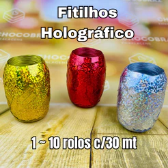 1~10 Rolos de Fitilho HOLOGRAFICO 30 metros 5mm CORES FURTACOR