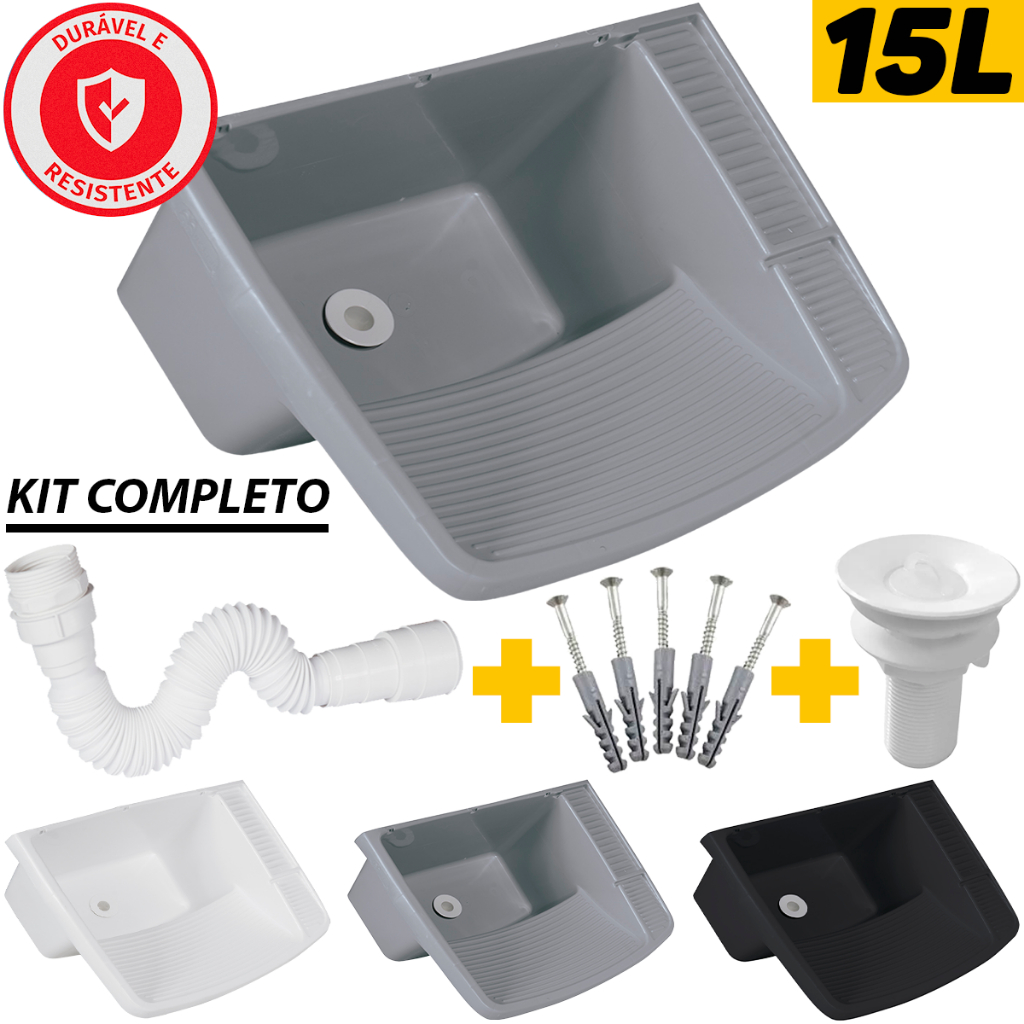 Tanque Com Sifão Ralo e Kit de Instalação Pia Lavar Roupas Tanquinho Lavanderia Metasul Ñ é Astra Docol Deca Tigre Herc Atlas - Home & Living