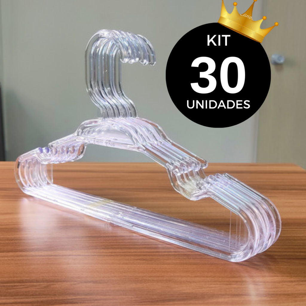 Kit 30 cabide infantil transparente reforçado para roupas de criança e de bebê envio em menos de 24 horas em Oferta na Shopee