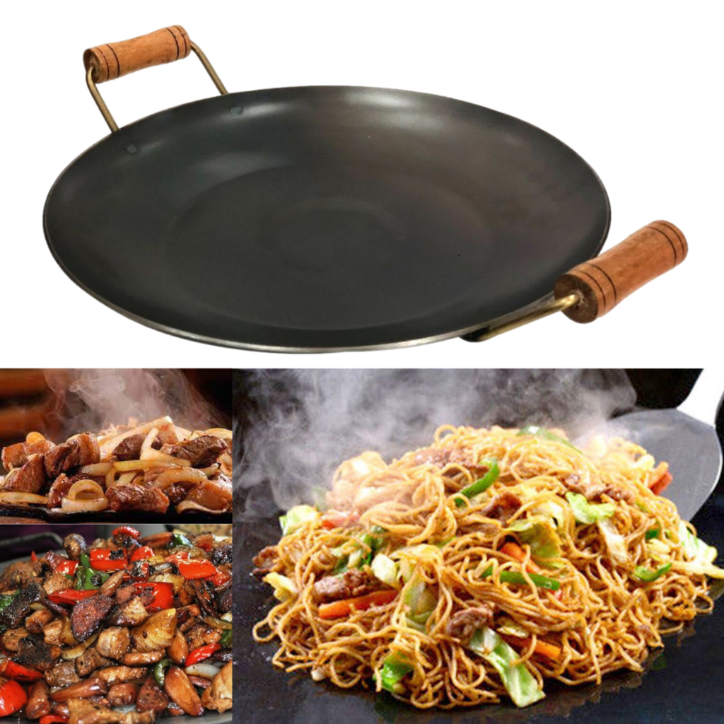 Disco/Chapa Arado Sem Tampa Grande 41cm Alça Madeira P/Porções Em Geral - Tacho/Fritadeira/Rustico