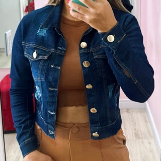 Jaqueta Jeans Feminina Barra Feita com Lycra Elastano Modeladora Linha Premium em Oferta na Shopee