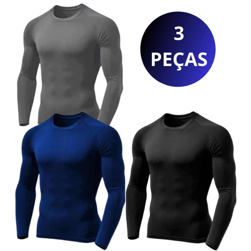Kit 3 Camisa Térmica Masculina Feminina Segunda Pele Proteção UV Fator 50+ Unissex Moda Praia