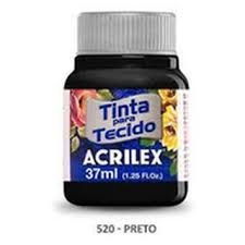 Tinta Tecido Fosca 37 ml - Cor Preto - Acrilex em Oferta na Shopee