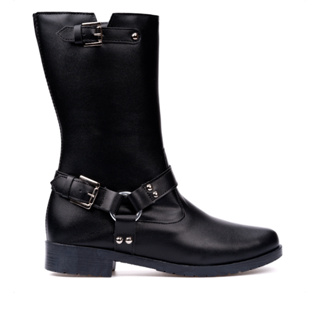Bota Biker Feminina Domidona Tiras Fivelas Cano Médio Tendência Moda em Oferta na Shopee