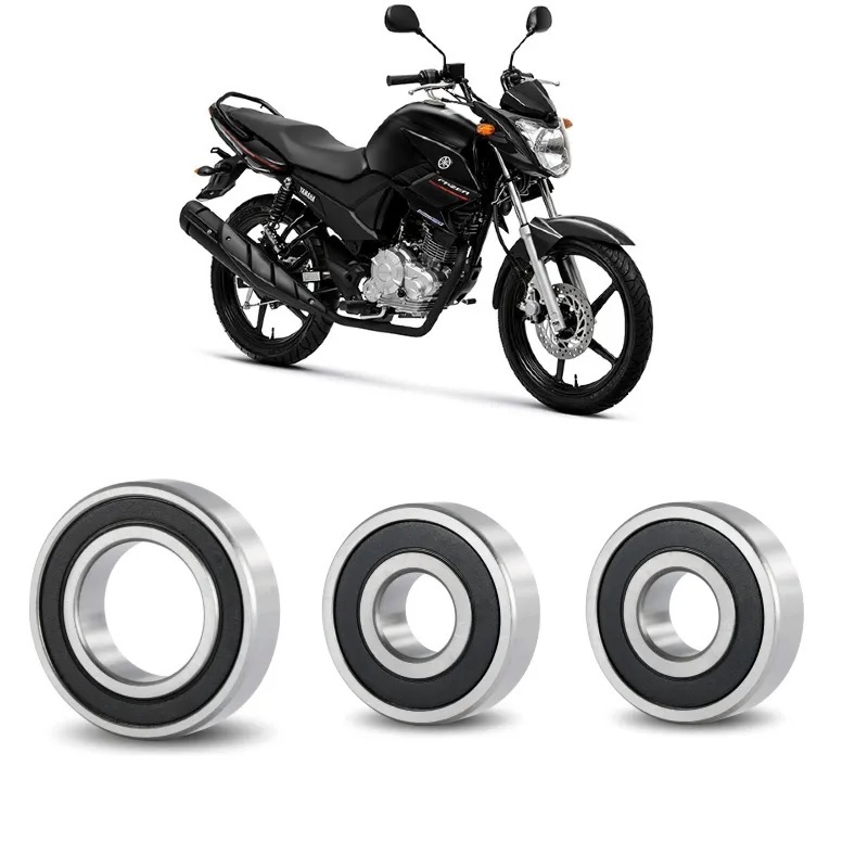 Kit Rolamento de Roda Traseira Moto Yamaha YBR 125/ Factor 125/150/ Fazer 150 (3 Peças)