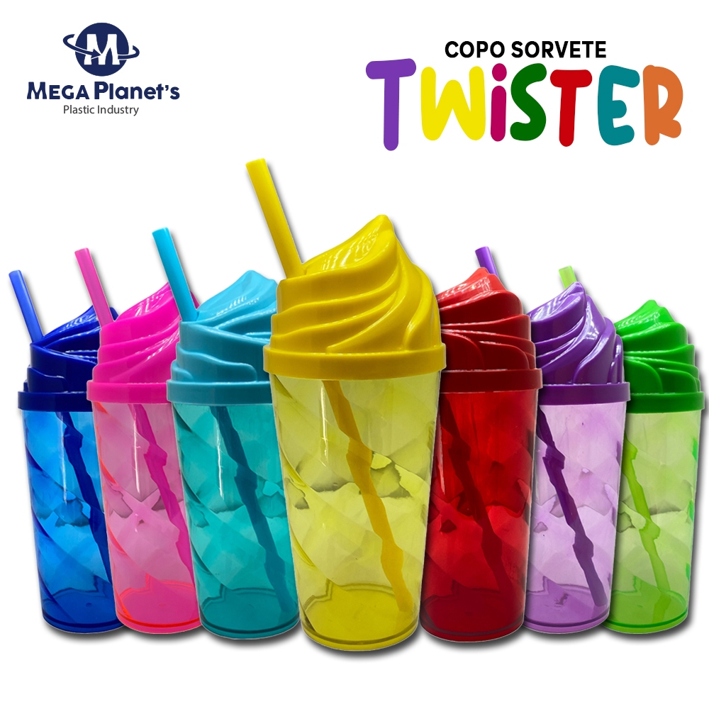 KIT 50 COPOS TWISTER 500ml TAMPA SORVETE | Chantilly Ideal para Drinks e Festas  Aniversários | Casamentos | Chá de Bebê em Oferta na Shopee