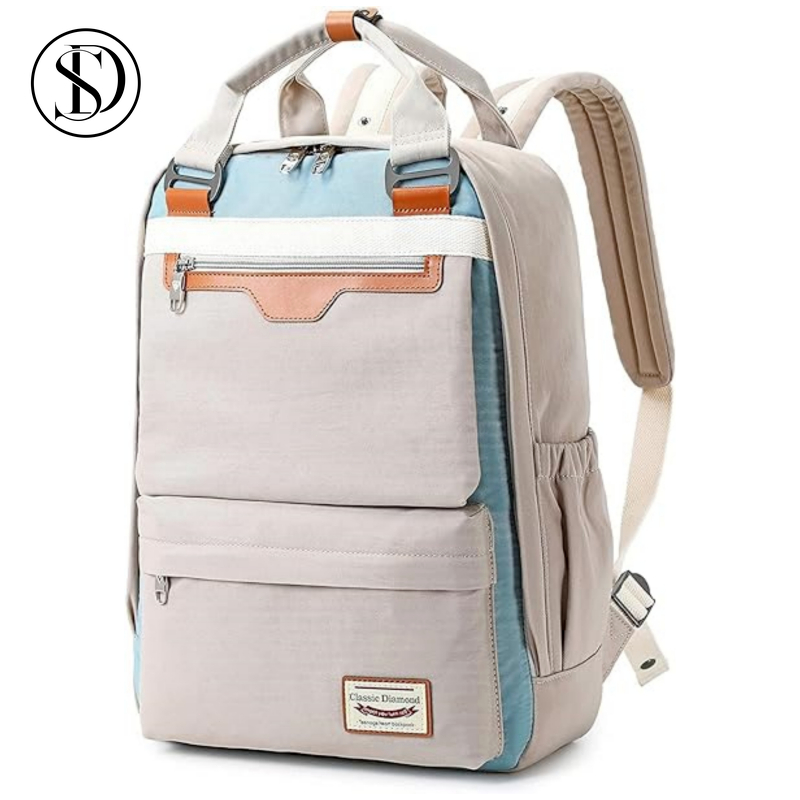 Mochila bolsa feminina à prova d’água, bolsa casual de poliéster, para universidade, escola e viagem