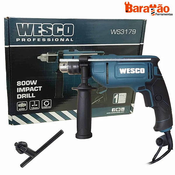 Furadeira de Impacto 13mm 3000 Rpm 800w WS3179 220v Wesco em Oferta na Shopee