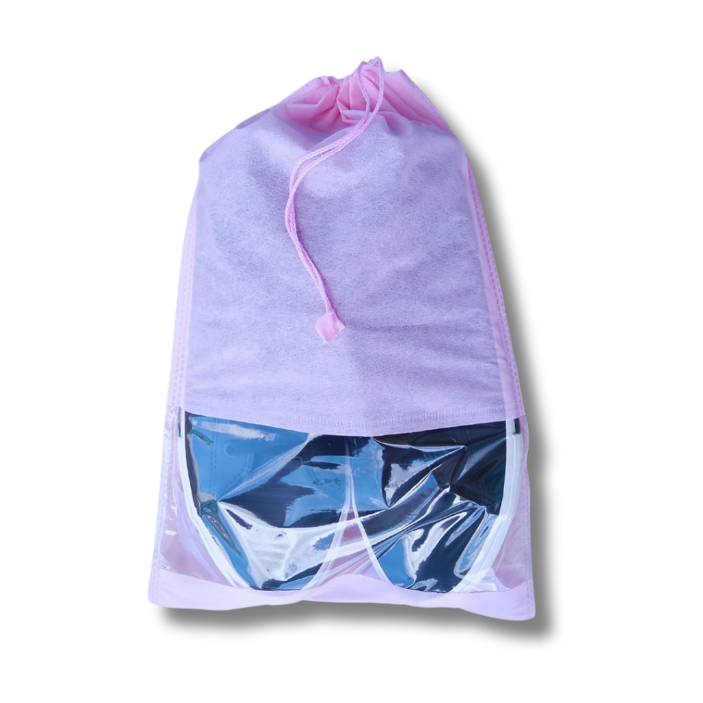 Kit 100 Sacos Tnt Rosa 26 x 36 cm  com visor lingerie viagem mala organizador roupas calçados