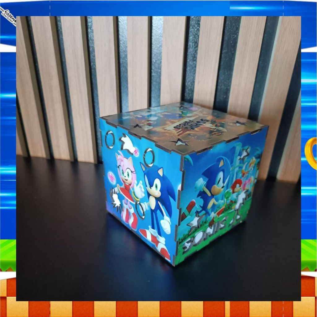 Caixa Luminária Mdf  SONIC  Led Abajour  Sonic sega