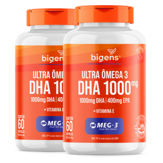 BIGENS KIT 2X ULTRA ÔMEGA 3 DHA 1000 MEG-3 + VITAMINA E 60 CAPS em Oferta na Shopee