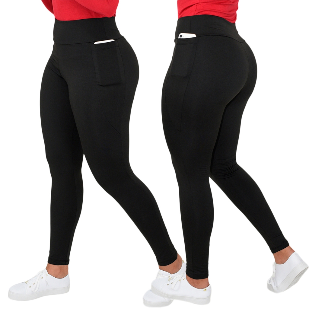 Calça Legging Flanelada Feminina Com Bolso Térmica Forrada Suplex Cós Alto em Oferta na Shopee