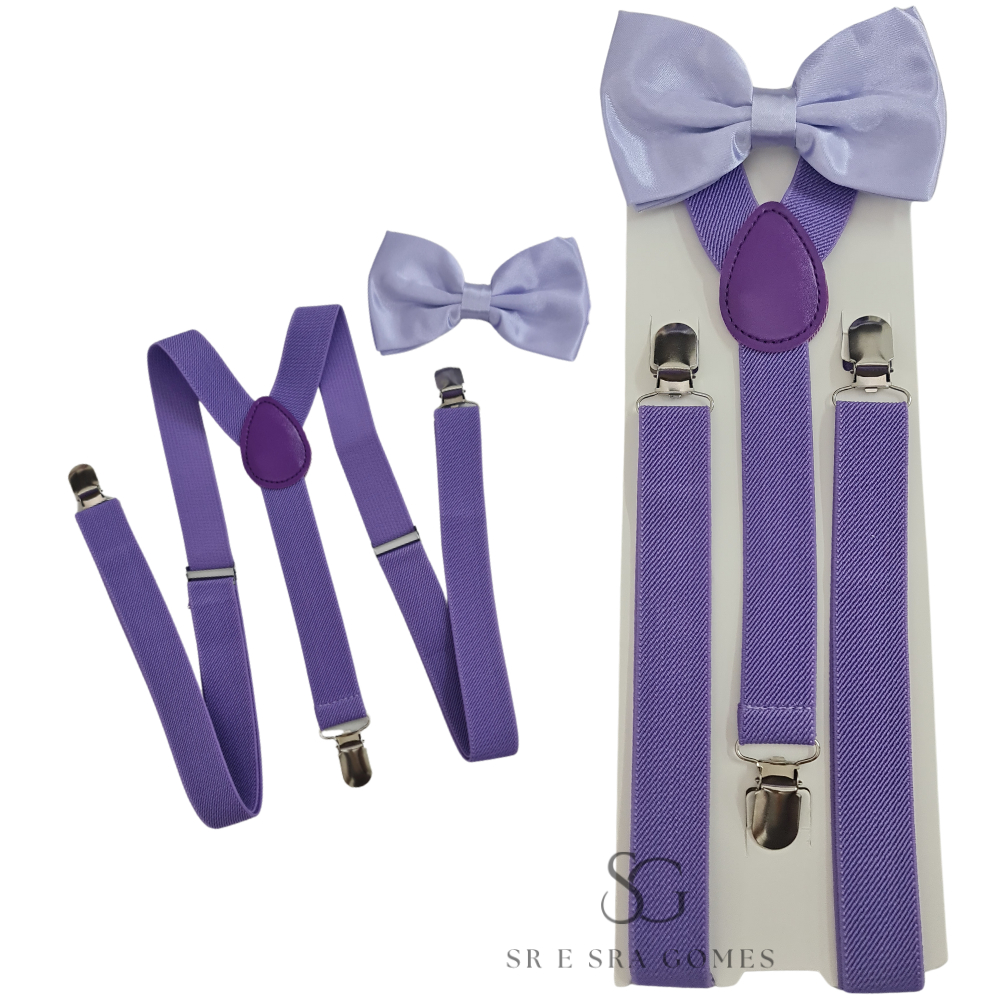 Kit Suspensório Lavanda + Gravata Borboleta Adulto em Oferta na Shopee