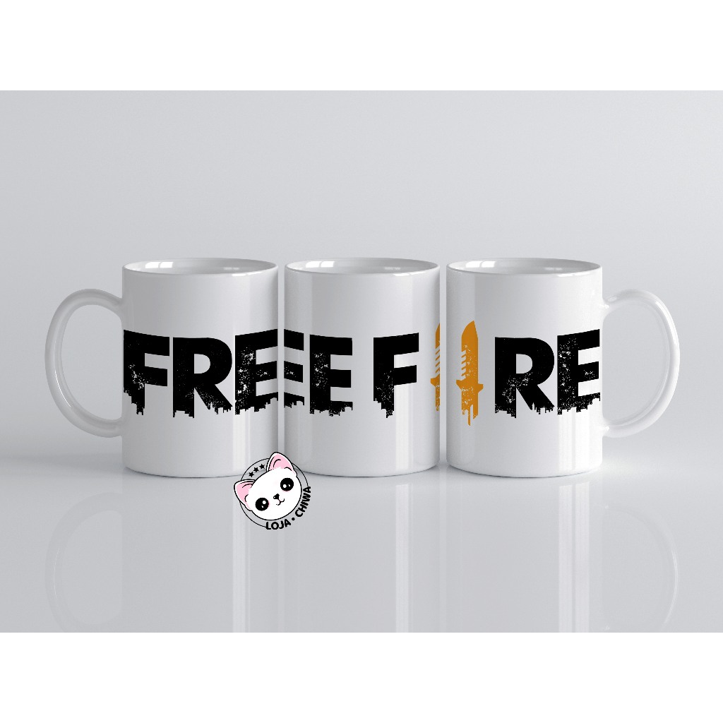 Caneca Personalizada Free Fire Jogo Gamer Battle Royal Logo Online Cerâmica Importada