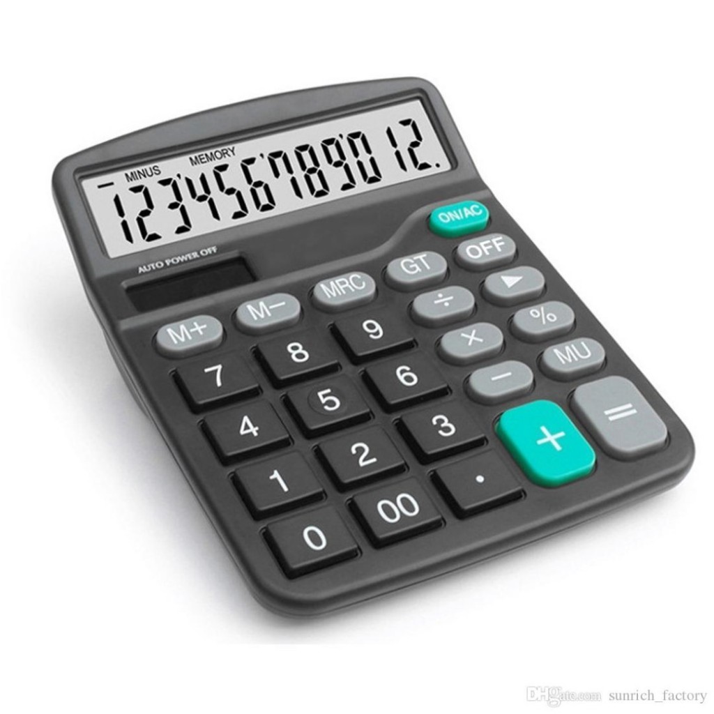 Calculadora de mesa 12 Dígitos Teclas Grandes Facil Usar Cálculos Básicos Escritório Escola Trabalho Tecla Soft Preta Pilha