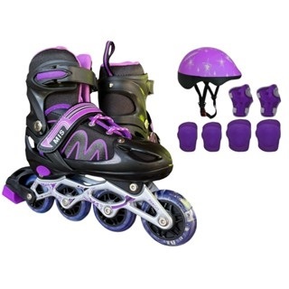Patins Inline Roller Ajustavel+ Led Tam.  33-36 / 37-40 + KIT PROTEÇÃO