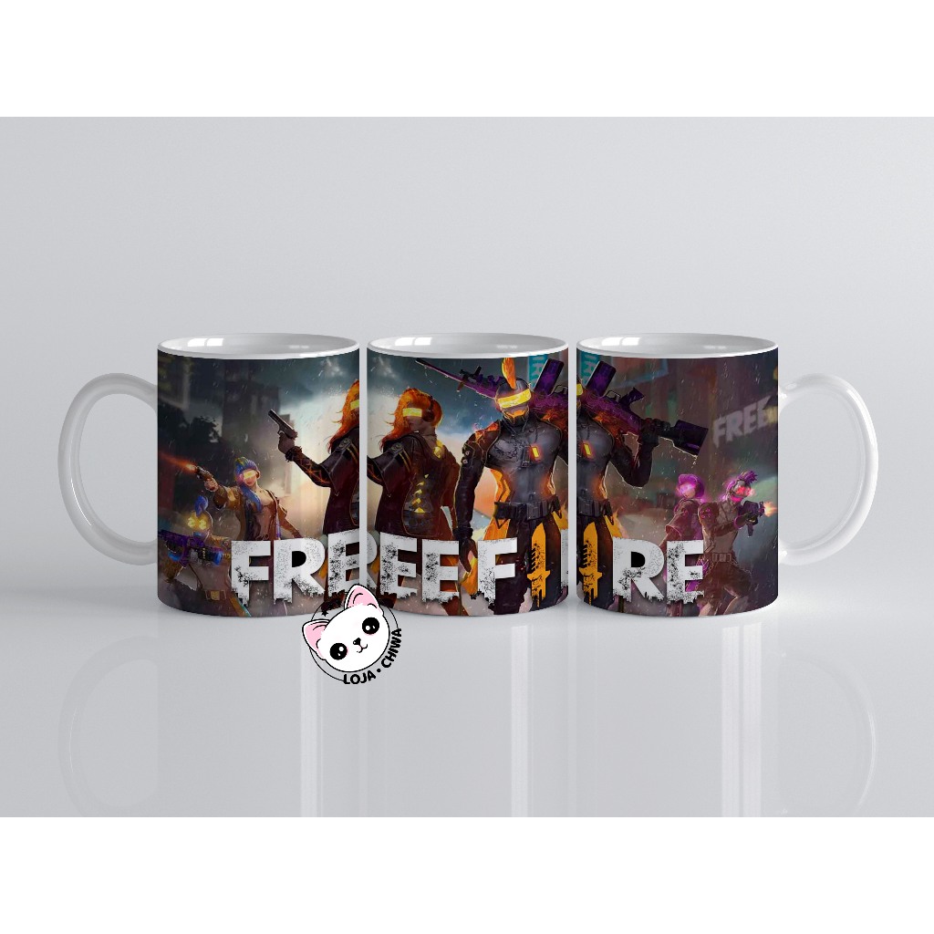 Caneca Personalizada Free Fire Jogo Gamer Battle Royal Logo 3 Cerâmica Importada