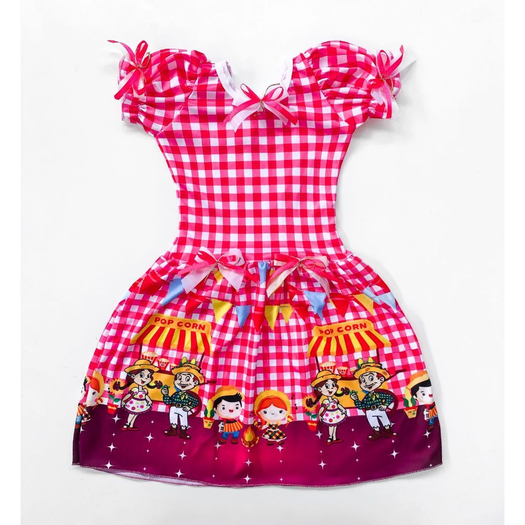 TRAJE PARA FESTA JUNINA SÃO JOÃO FAZENDINHA MODA ENVANGÉLICA COMPORTADO TECIDO LEVE