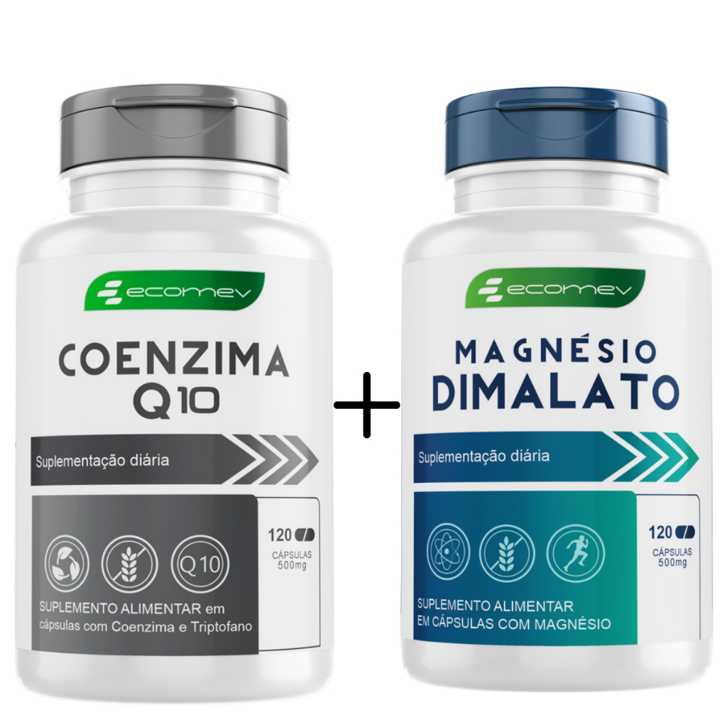 Coenzima Q10 Ubiquinol Mais Magnesio Dimalato 500mg 240Cáps  Forma Pura Concentrada Ecomev