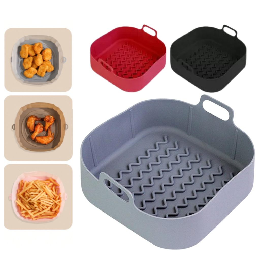 Forma De Silicone Quadrada Air fryer 20cm Antiaderente Cesto Silicone Fritadeira Elétrica ...