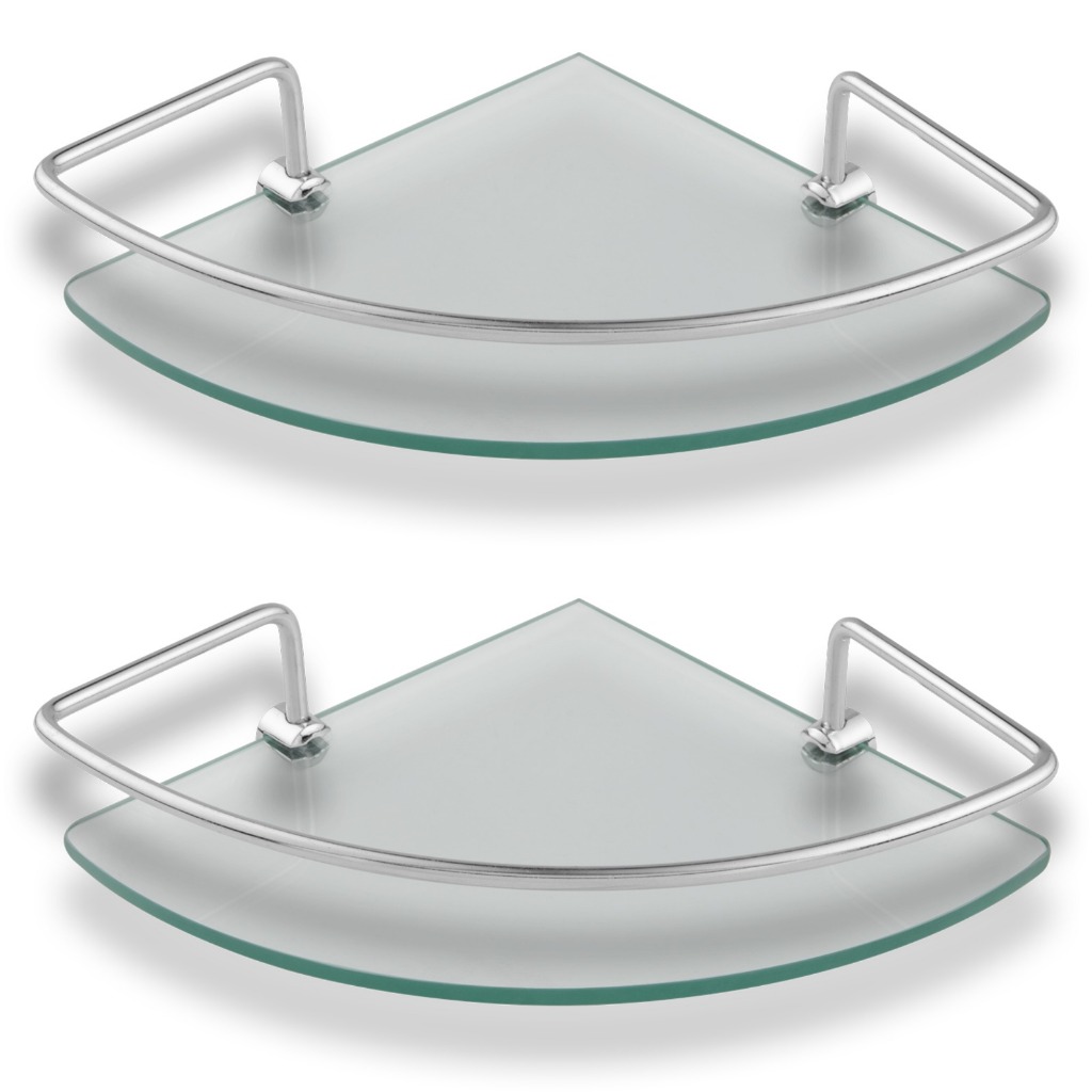 Kit 02 Porta Shampoo Suporte De Banheiro Canto Incolor Organizador De Box Vidro 6mm