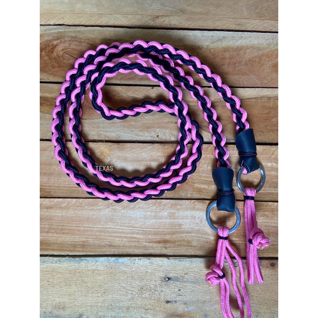 Rédea Rosa E Preto Para Cavalo Já Vai Com Biqueira