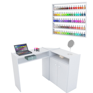 Mesa Manicure Com Armário Profissional Nail Design e Expositor Premium para Esmaltes em Oferta na Shopee
