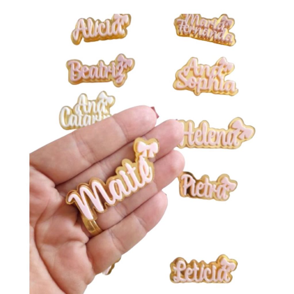 Kit Nome em Acrilico com Base pct c/5 *nome a sua escolha* em Oferta na Shopee