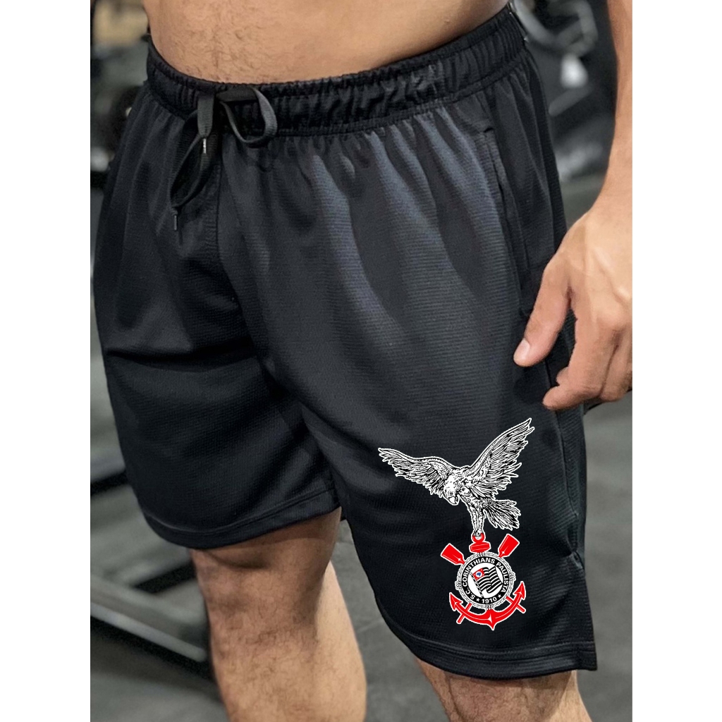 Bermudas Shorts Gaviões da Fiel Dry Fit Torcida Organizada Timão Com Bolsos DTF