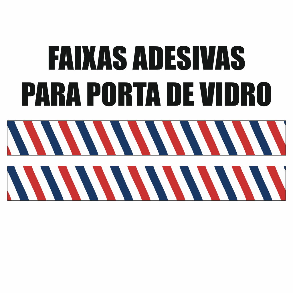 Faixa Adesiva Porta de Vidro Barbearia Salão Cabelo Kit C/ 2un 100x10cm