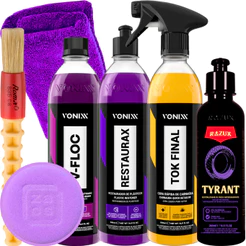 Kit Shampoo V-Floc Cera Tok Final Tyrant Pneu Pretinho Restaurax Vonixx