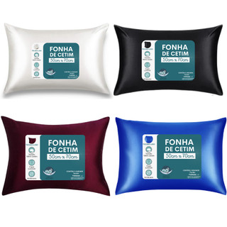 Kit 2 Fronha cetim Antifrizz 50x70 alto brilho premium diversas cores * COM ZIPER *