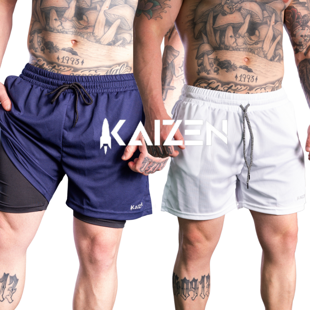 kit 2 Shorts 2 em 1 kaizen sports para treinar bermuda dupla fitnes sport fitnes sports